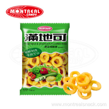 Vegetable chicken flavor crispy snacks ring puffed food